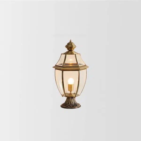 European Luxury All Copper Clear Glass Lantern Post 1/3 Light Waterproof Patio Landscape Light - Image 13