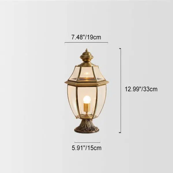 European Luxury All Copper Clear Glass Lantern Post 1/3 Light Waterproof Patio Landscape Light - Image 7