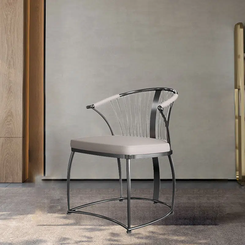 SKU-01-2.jpg Contemporary Luxury Curved Stainless Steel Leather Chair Backrest Armless For Living Room - Image 1