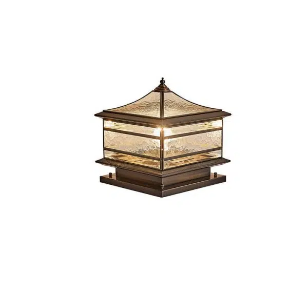 European Outdoor Brass Glass Square 1/2 Light Waterproof Pillar Landscape Light - Image 16