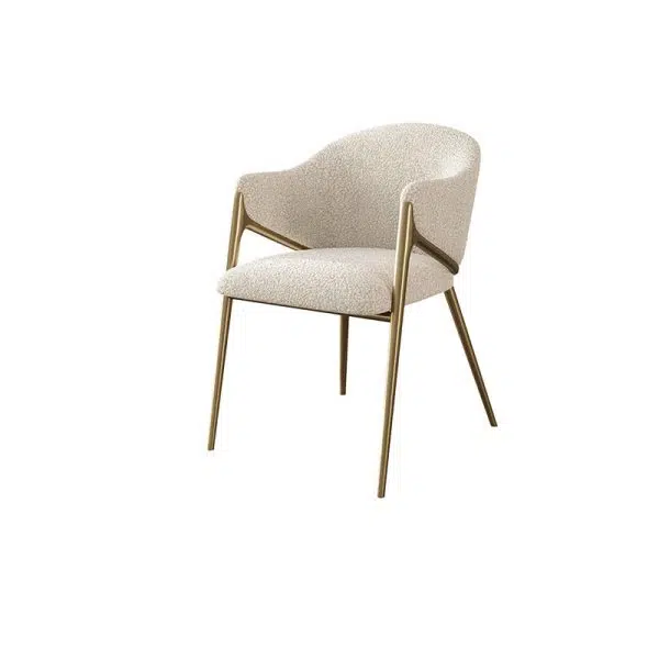 Contemporary Luxury Round Lambswool Stainless Steel Legs Dining Chair Backrest Armrest For Dining Room - Image 18