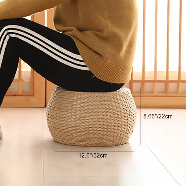 Traditional Chinese Round Column Wood Chair Backless Armless For Living Room - Image 4