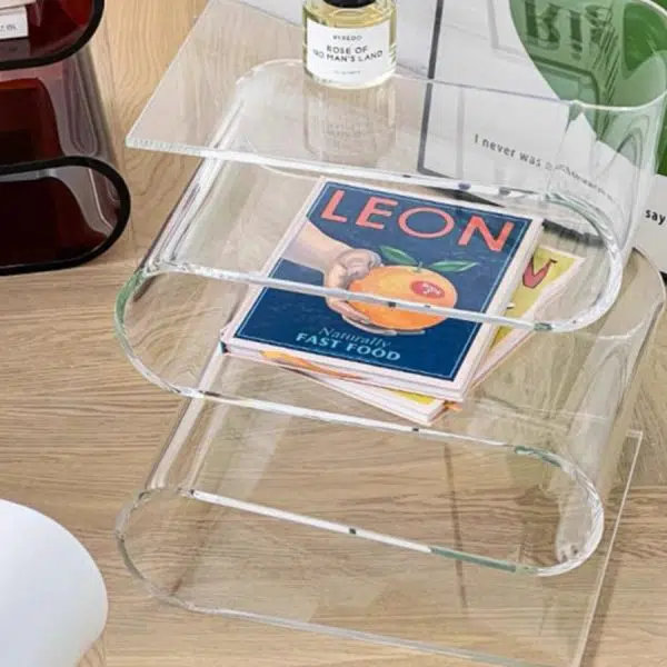 Contemporary Creative S-Shaped Acrylic Multifunctional Storage End Table 4-Tier For Living Room - Image 7