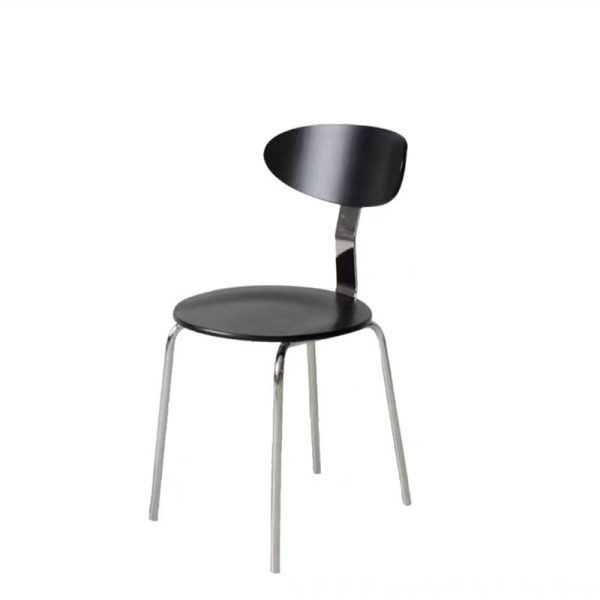 Contemporary Nordic Wood Stainless Steel Round Dining Chair Backrest For Dining Room - Image 17