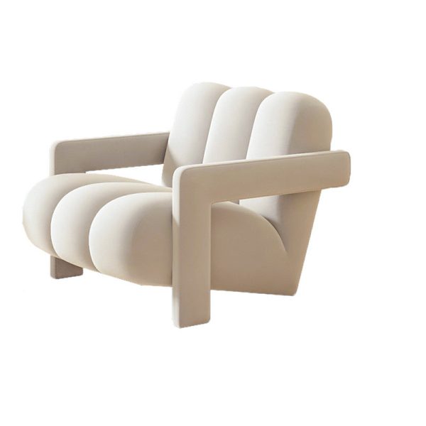 Contemporary Scandinavian Velvet Lambswool Wood Sponge Single Sofa Backrest Armrest For Living Room - Image 24