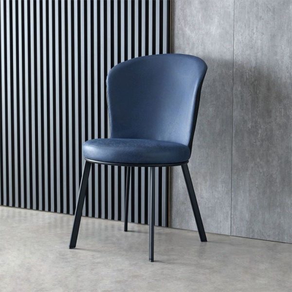 Contemporary Scandinavian Round Cushion Leather Carbon Steel Dining Chair Backrest For Dining Room - Image 22