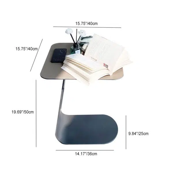 Contemporary Creative C-Shape Saddle Leather Carbon Steel End Table For Living Room - Image 4