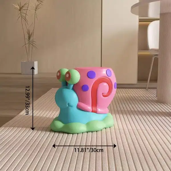 Contemporary Creative Cartoon Snail Design Resin Low Stool For Living Room - Image 3