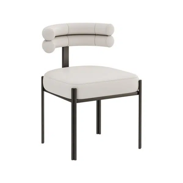 Contemporary Creative Half Arc Square Leather Metal Dining Chair Backrest Armless For Dining Room - Image 16