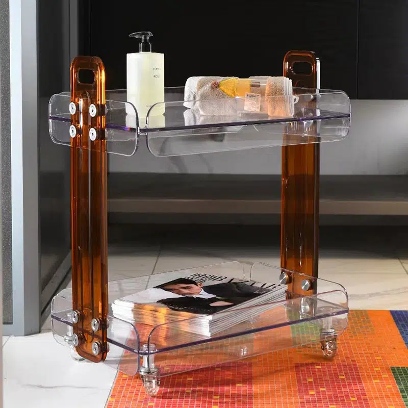 SKU-01-54998076-04cc-485b-9ced-2296a464a908.jpg Contemporary Scandinavian Rectangular Acrylic PC End Table 2-Tier For Bedroom - Image 1