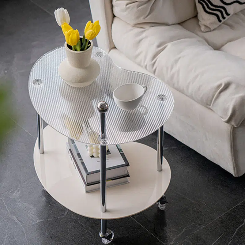 SKU-01-56b7c51f-118e-4c0a-baf3-8e2637ccedf1.jpg Contemporary Nordic Cloud Acrylic Stainless Steel Crystal Wheel End Table 2-Tier For Living Room - Image 1