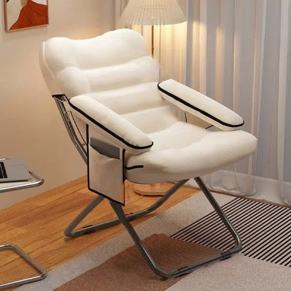 Modern Minimalist Square Back Cotton Stainless Steel Accent Chair Backrest Armrest For Living Room - Image 10