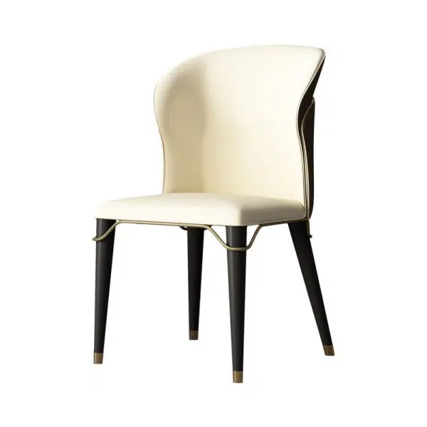 Contemporary Luxury Leather Wood Legs Stainless Steel Decor Dining Chair Backrest For Dining Room - Image 12