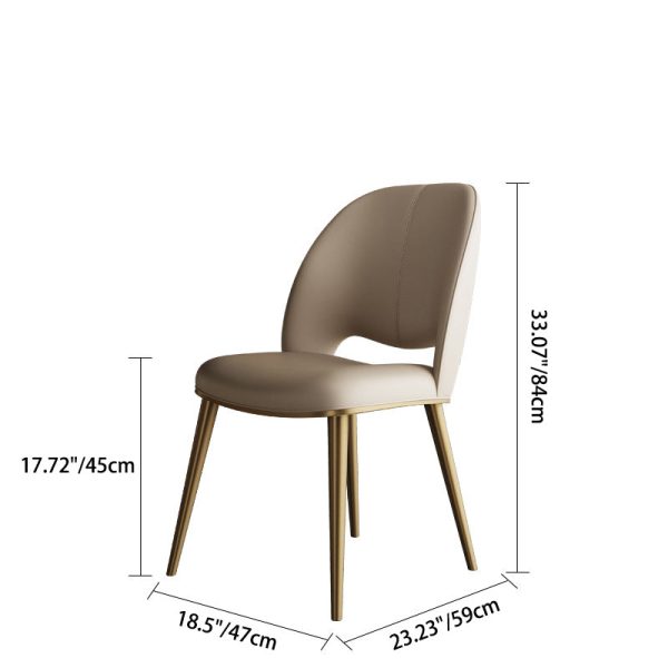 Contemporary Nordic Square Curved Upholstered Leather Stainless Steel Dining Chair Backrest For Dining Room - Image 4