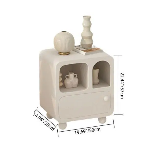 Contemporary Creative Rectangular Wood End Table 1-Drawer For Living Room - Image 4