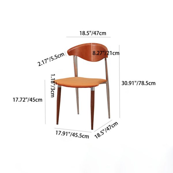 Contemporary Retro Beech Wood Iron Velvet Sponge Square Curved Dining Chair Backrest For Dining Room - Image 5