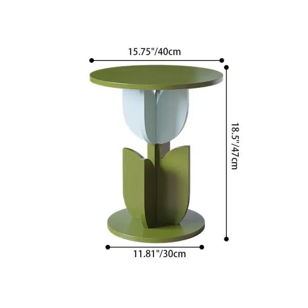 Contemporary Creative Petal Round Tabletop Pine Glass Side Table For Living Room - Image 4