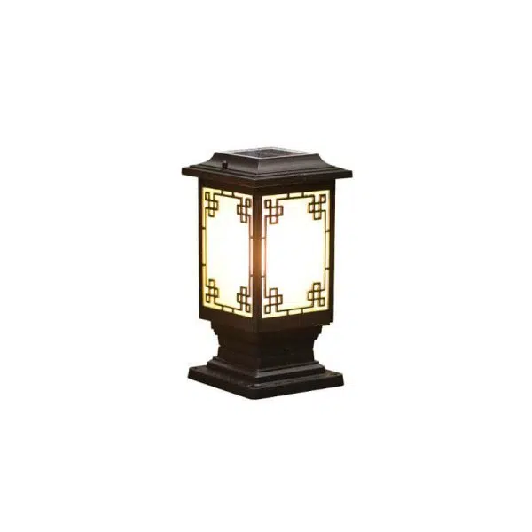 Solar Chinese Window Square Post Head 1-Light Waterproof Garden Landscape Light - Image 15