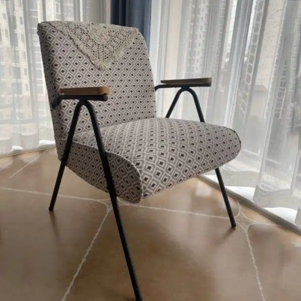 Contemporary Scandinavian Square Cushion Cotton Linen High Resilience Sponge Carbon Steel Accent Chair Backrest Armrest For Living Room - Image 9