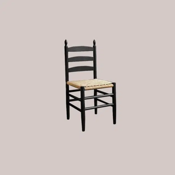 Contemporary Retro Square Braided Rope Solid Wood Dining Chair Ladder-back Footrest For Dining Room - Image 11