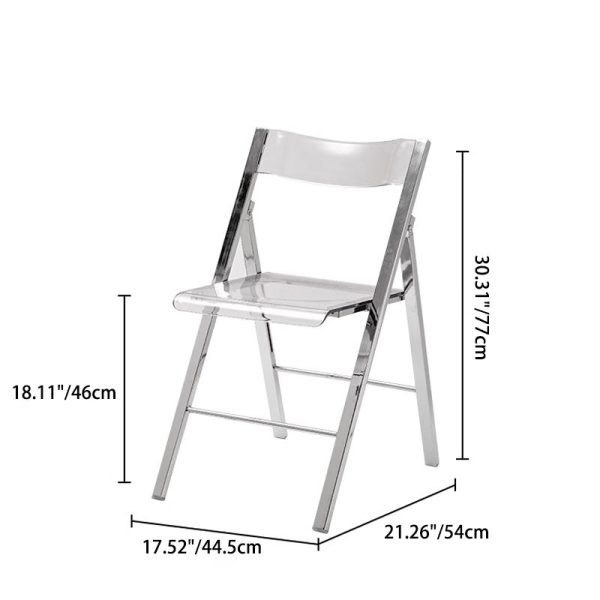 Contemporary Nordic Square Acrylic Metal Dining Chair Foldable For Dining Room - Image 4