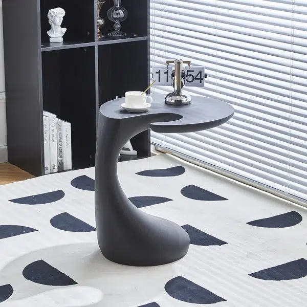 Contemporary Creative Shaped Oval Base PE Plastic End Table For Living Room - Image 2