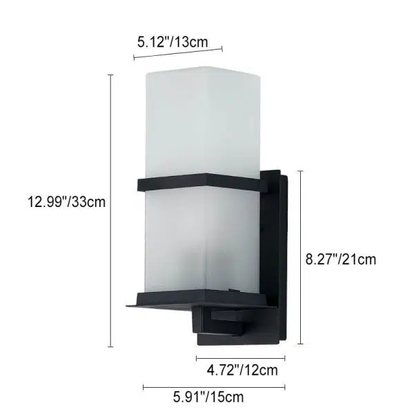 Industrial Outdoor Waterproof Column Frosted Glass Shade 1-Light Wall Sconce Lamp - Image 7