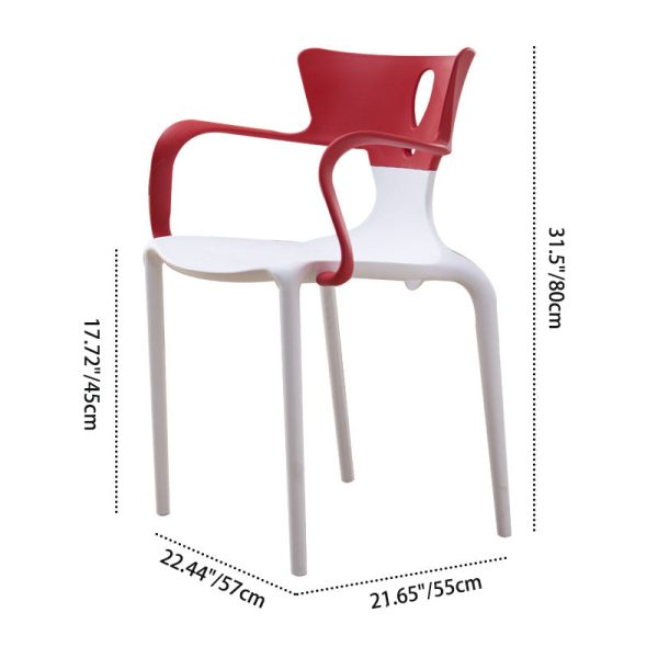 Contemporary Nordic Curved Plastic Dining Chair Backrest Armrest For Dining Room - Image 4