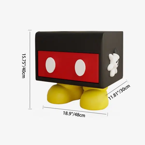 Contemporary Creative Resin Mickey Shape Cubic End Table Drawer For Living Room - Image 4