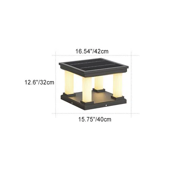 Contemporary Industrial Stainless Steel Square Column LED Waterproof Solar Post Lamp For Outdoor Patio - Image 6
