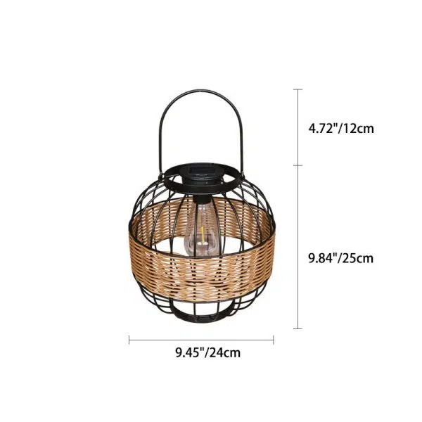 Traditional Vintage Rattan Iron Ball 1-Light Outdoor Light For Garden - Image 3