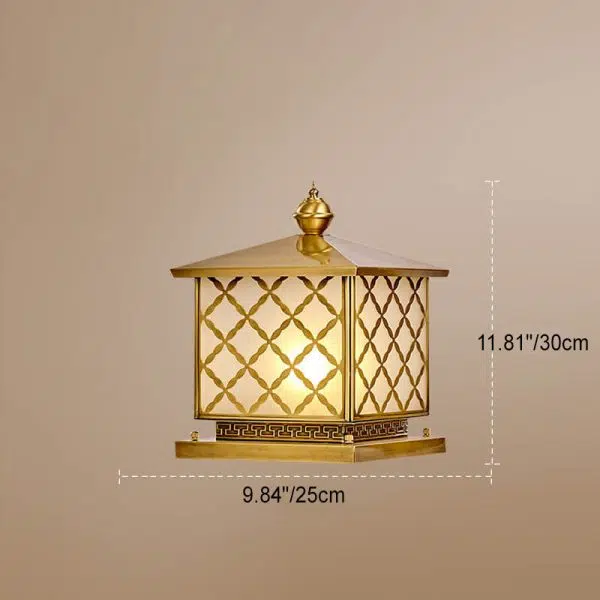 European Retro Luxury Copper Glass 1/2-Light Outdoor Patio Post Head Light - Image 5