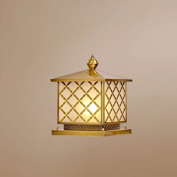 European Retro Luxury Copper Glass 1/2-Light Outdoor Patio Post Head Light - Image 4