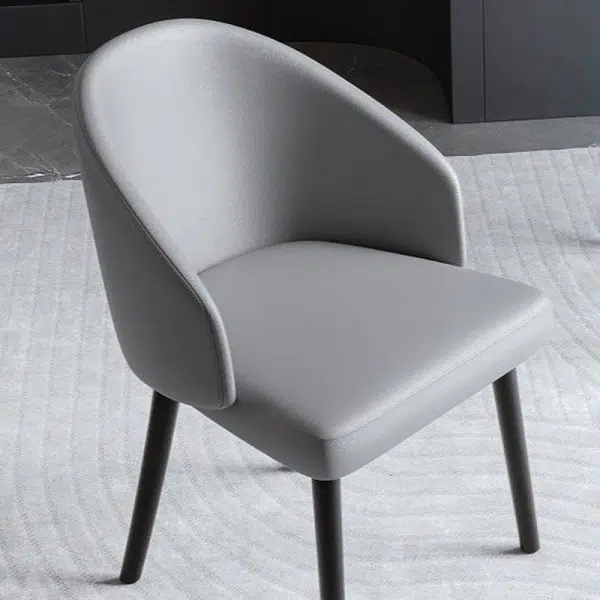 Contemporary Nordic Trapezoid Cushion Saddle Leather Ash Wood Dining Chair Backrest For Dining Room - Image 2