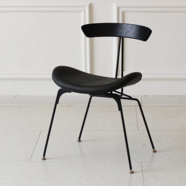 Contemporary Industrial Ant Arch Wood Rebar Leather Fabric Sponge Dining Chair Backrest For Dining Room - Image 4