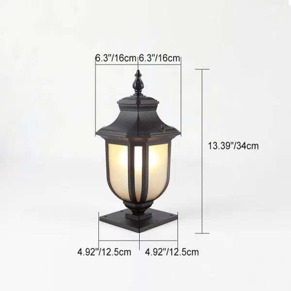 European Vintage Glass Aluminum Cage 1-Light Outdoor Waterproof Landscape Light - Image 8