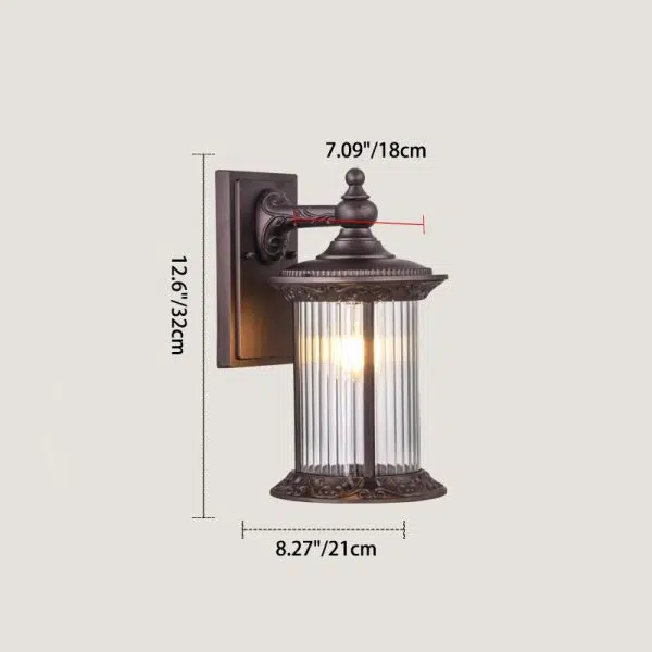 Contemporary Retro Waterproof Aluminum Glass Cylinder 1-Light Wall Sconce Lamp For Garden - Image 2