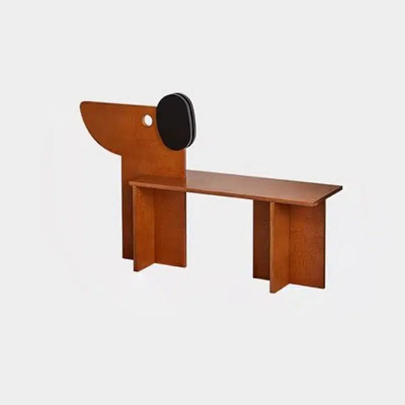 SKU-01-abb06638-798b-4fb3-98ab-45db5e358bdd.jpg Contemporary Creative Dog Rectangular Wood Chair Backless Armless For Bedroom - Image 6