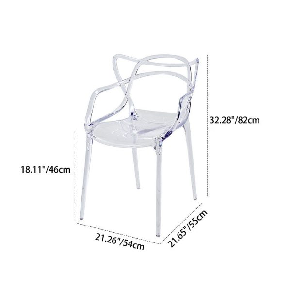 Contemporary Creative Curved Frame Plastic Acrylic Dining Chair Backrest Armrest For Dining Room - Image 4