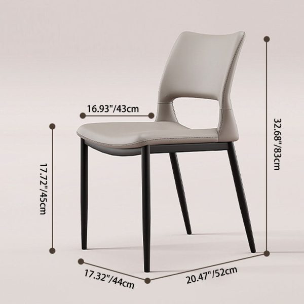 Contemporary Nordic Square Curved Upholstered Hollowed Out Leather Carbon Steel Dining Chair Backrest For Dining Room - Image 4