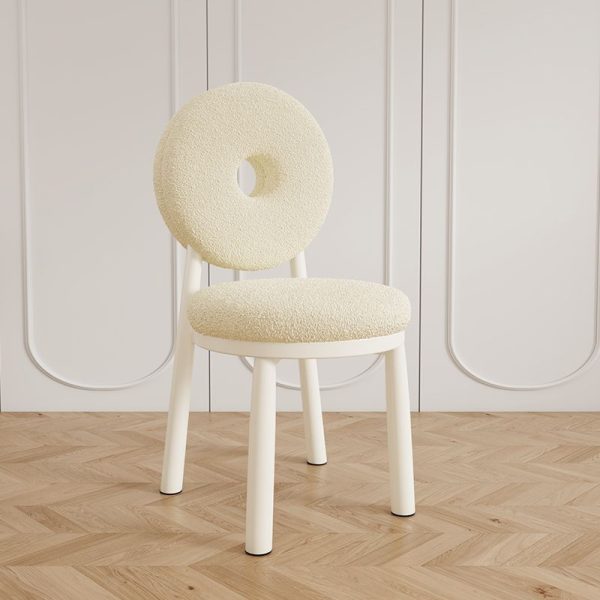Contemporary Nordic Lambswool Carbon Steel Sponge Round Dining Chair Backrest For Dining Room - Image 3