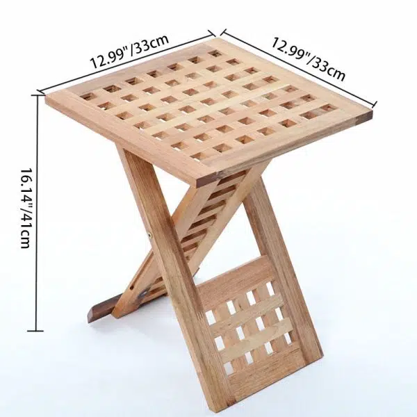 Traditional Rustic Square Wood Chair Backless Armless For Living Room - Image 4