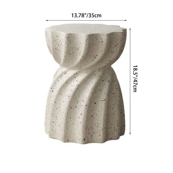 Contemporary Nordic Cylindrical Lace Hourglass Magnesium Oxide End Table For Living Room - Image 4