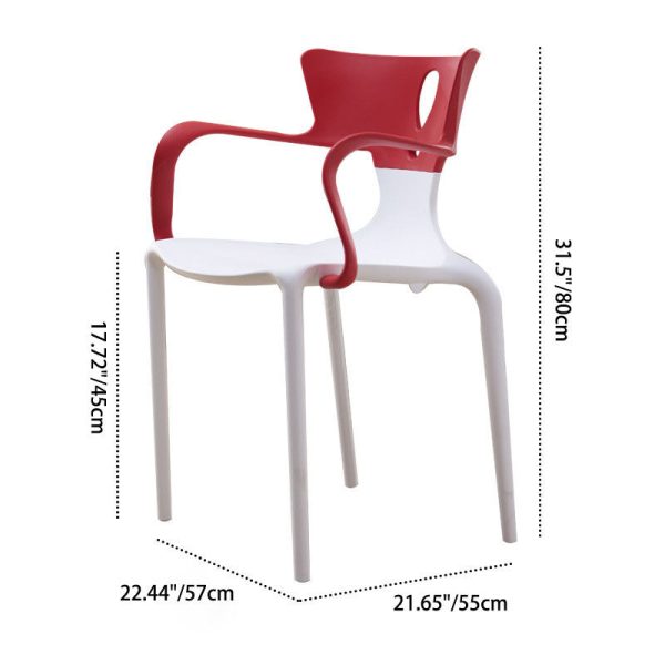 Contemporary Scandinavian PP Square Exclamation Mark Dining Chair Backrest Armrest For Dining Room - Image 4
