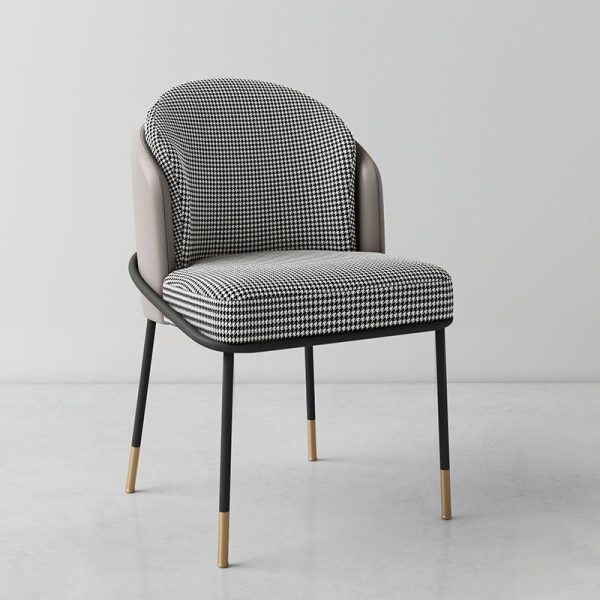 Contemporary Nordic Leather Fabric Iron Sponge Square Wraparound Dining Chair Backrest For Living Room - Image 19