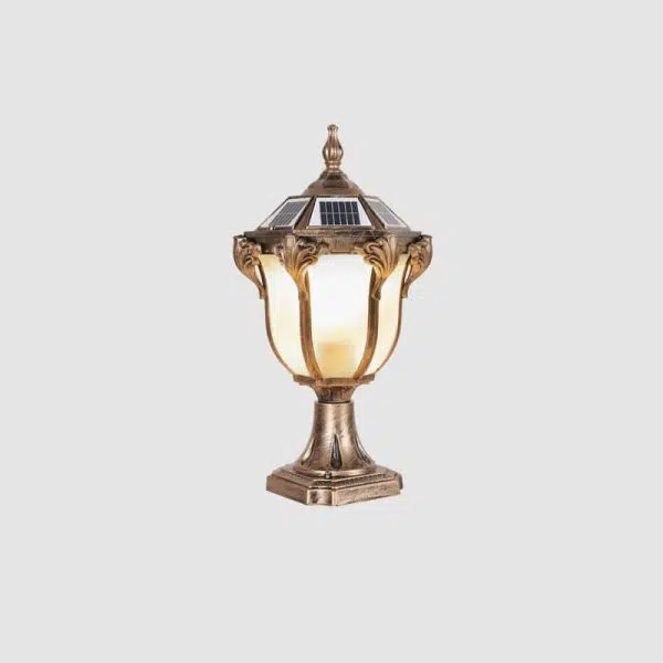 European Retro Die-Cast Aluminum Glass Solar Waterproof Outdoor Garden Landscape Column Light - Image 4