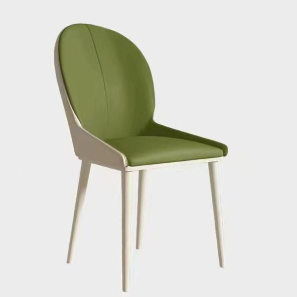 Contemporary Nordic Curved Microfiber Leather Upholstered Dining Chair Backrest For Dining Room - Image 13