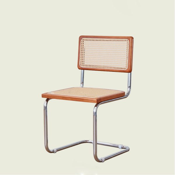 Contemporary Scandinavian Curved Back Solid Rattan Iron Dining Chair Backrest For Dining Room - Image 11