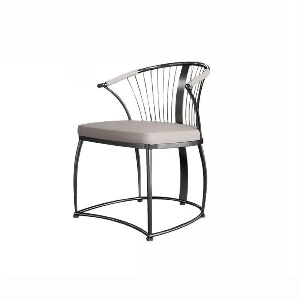 Contemporary Luxury Curved Stainless Steel Leather Chair Backrest Armless For Living Room - Image 18