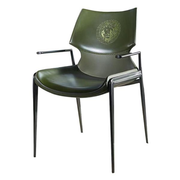 Contemporary Luxury Leather Metal Tapered Legs Dining Chair Backrest For Living Room - Image 21